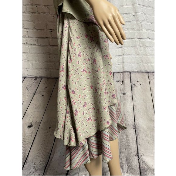 New Jacqueline Riu Layered Dress Viscose Size M Olive Color - Picture 4 of 11